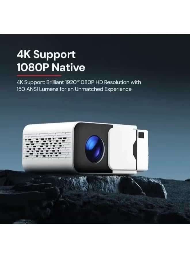 borrego Smart 6 Mini Android 13 Projector with 1080P Native HD & 4K Support, 150 ANSI Lumens, WiFi 6, Bluetooth 5.4, Portable Home Theater Projector for Movies, Gaming, and Presentations - Image 4